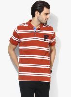 French Connection Rust Striped Polo T-Shirt