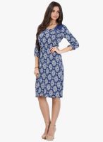 Fusion Beats Blue Printed Bodycon Dress