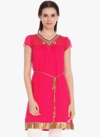 Fusion Beats Pink Embroidered Shift Dress