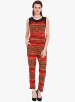 Fusion Beats Red Printed Jumpsuit