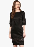 Harpa Black Colored Solid Bodycon Dress
