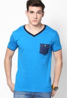 Incult Printed Blue V Neck T Shirt