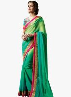 Inddus Green Embroidered Saree