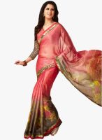 Inddus Pink Printed Saree