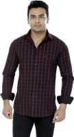 Jazzup Men's Checkered Casual Black, Red Shirt