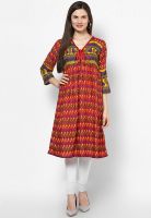 Jugnu Red Printed Kurtas