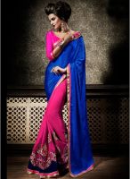 Kalista Fashions Blue Embroidered Saree