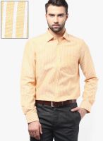 London Bridge Orange Striped Slim Fit Formal Shirt