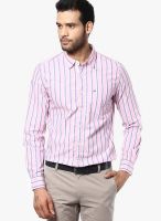 London Bridge Pink Striped Slim Fit Casual Shirt