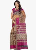 Lookslady Beige Printed Saree