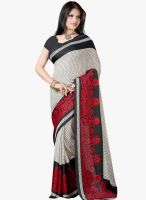 Lookslady Beige Printed Saree