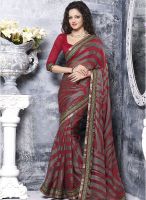 Lookslady Maroon Printed Saree