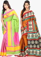 Lookslady Pack Of 2 Multicoloured Printed Sarees