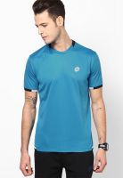 Lotto Blue Solid Round Neck T-Shirts