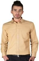 Modo Men's Striped Formal Beige Shirt