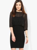 Morgan Black Colored Solid Shift Dress