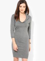 Morgan Grey Colored Solid Bodycon Dress