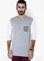 Mr Button Grey Solid Henley T-Shirts