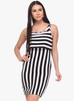 NINETEEN Black Colored Striped Bodycon Dress