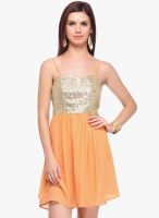 NINETEEN Orange Colored Embellished Skater Dress