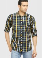 Orange Valley Yellow Check Slim Fit Casual Shirt