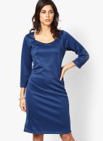 Pluss Blue Colored Solid Bodycon Dress