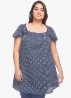 Pluss Navy Blue Printed Top