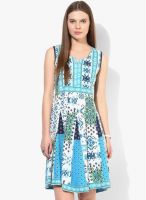 Rain & Rainbow Multicoloured Printed Cotton Skater Dress
