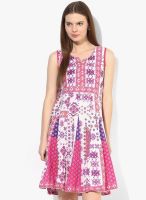Rain & Rainbow Multicoloured Printed Cotton Skater Dress