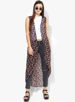 Raindrops Black Printed Georgette Cape