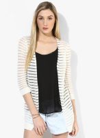 Raindrops Off White Striped Shrug