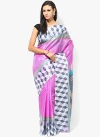 Satrang Purple Printed Silk Blend Saree