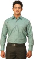 Seven Days Men's Solid Formal Green Shirt