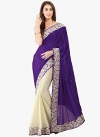 Triveni Sarees Purple Embroidered Wedding Wear Saree
