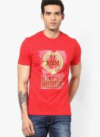 Turtle Red Printed Round Neck T-Shirts
