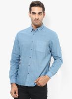 Turtle Solid Blue Casual Shirt