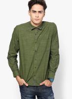 Turtle Solid Olive Slim Fit Casual Shirt