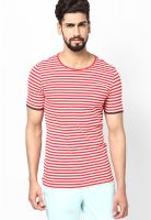 United Colors of Benetton Red Striped Round Neck T-Shirts
