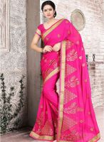 Viva N Diva Pink Embroidered Saree