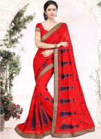 Viva N Diva Red Embroidered Saree