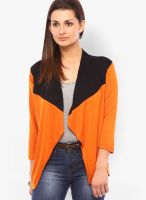 Vvoguish Orange Solid Shrug