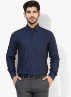 Wills Lifestyle Navy Blue Regular Fit Formal Shirt