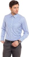 I-Voc Men's Striped Formal Blue, White Shirt