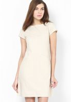 AND Beige Colored Solid Shift Dress