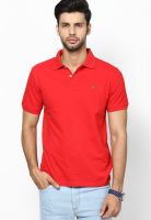Allen Solly Red Solid Polo T-Shirts