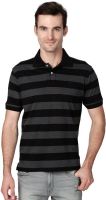 Allen Solly Striped Men's Polo Neck Grey T-Shirt