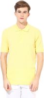 American Crew Solid Men's Polo Neck Yellow T-Shirt