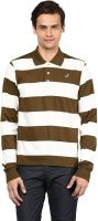 American Crew Striped Men's Polo Neck Brown, White T-Shirt