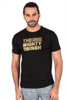 Anger Beast Printed Men's Round Neck Black T-Shirt