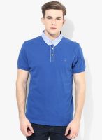 Arrow Sports Blue Solid Polo T-Shirts